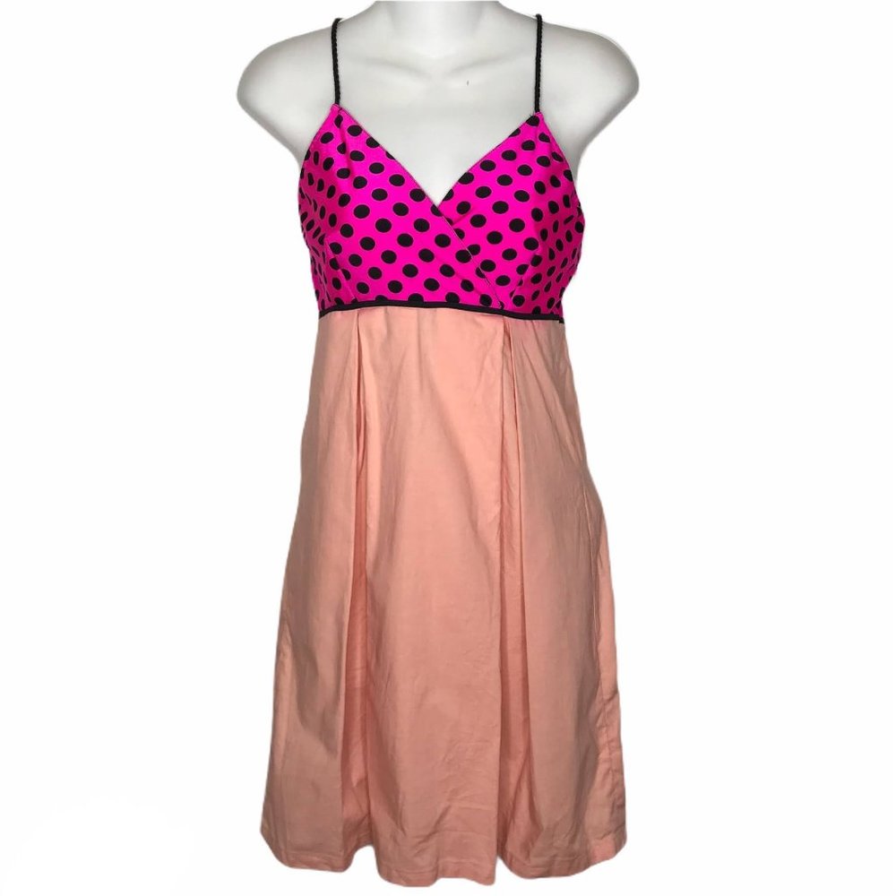 Roberta Oaks Hawaii pink polka dot mini dress